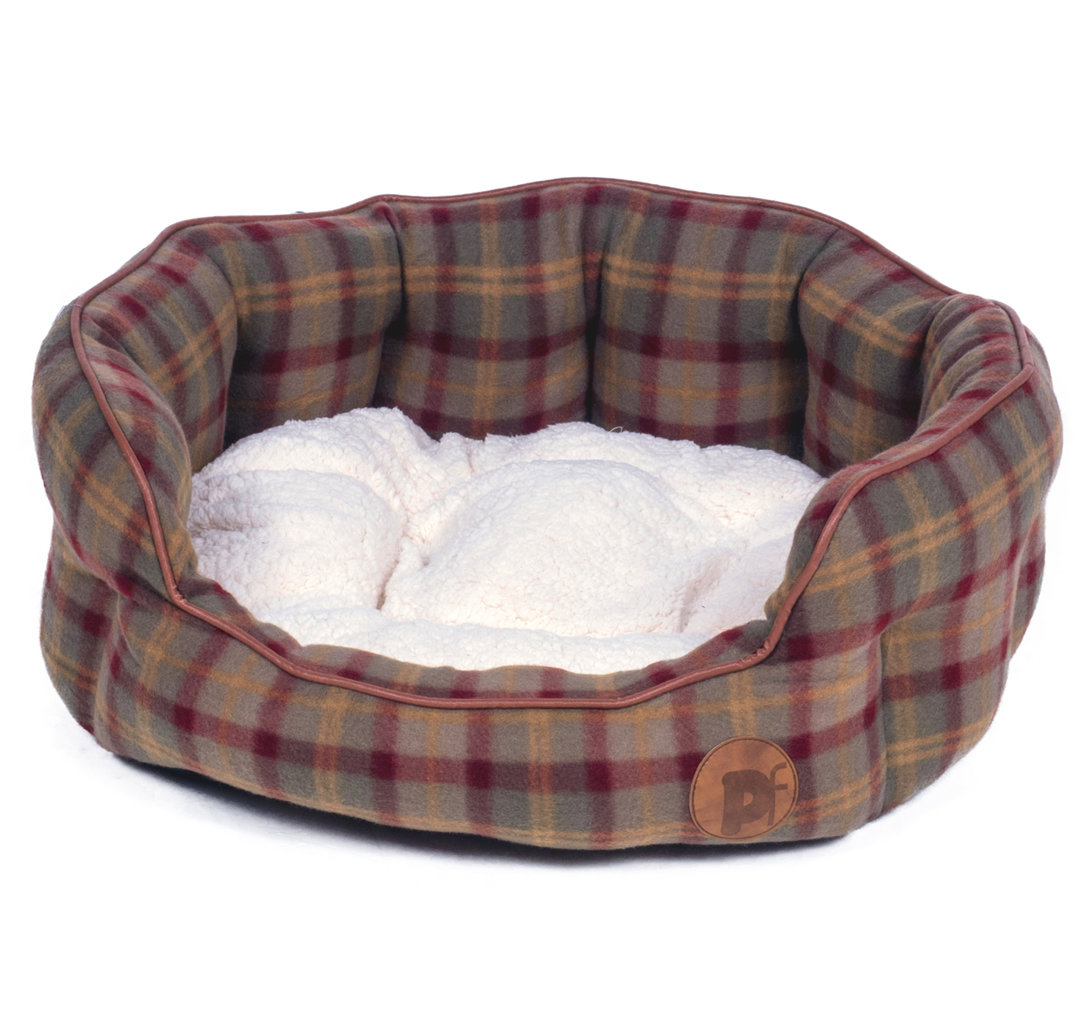 Country Check Bolster Cushion in Brown/Green