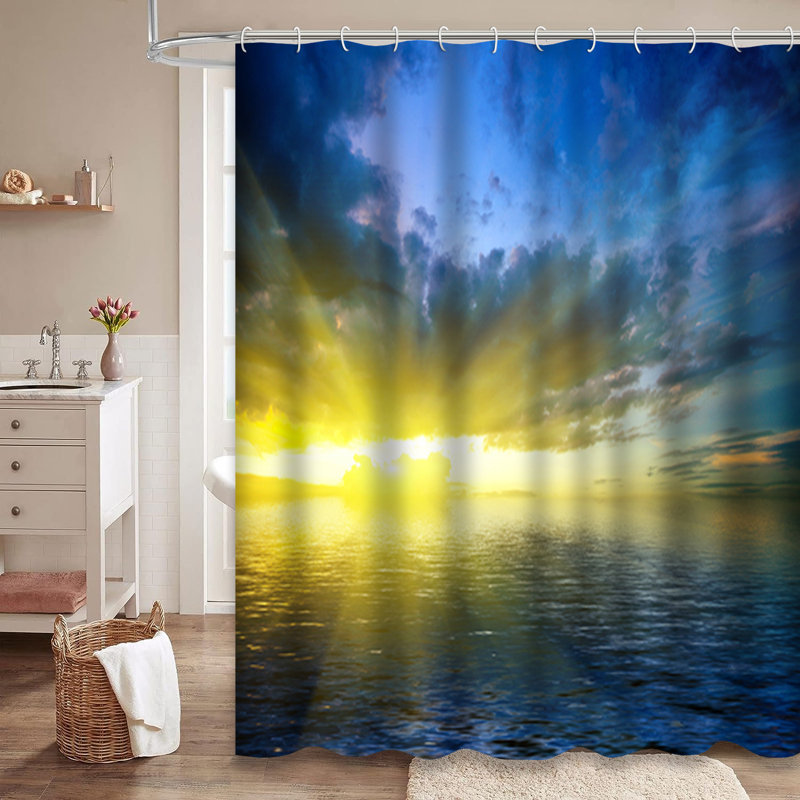 Rideau de douche coloré avec 12 crochets Water Dramatic, L 72 po x l 78 po