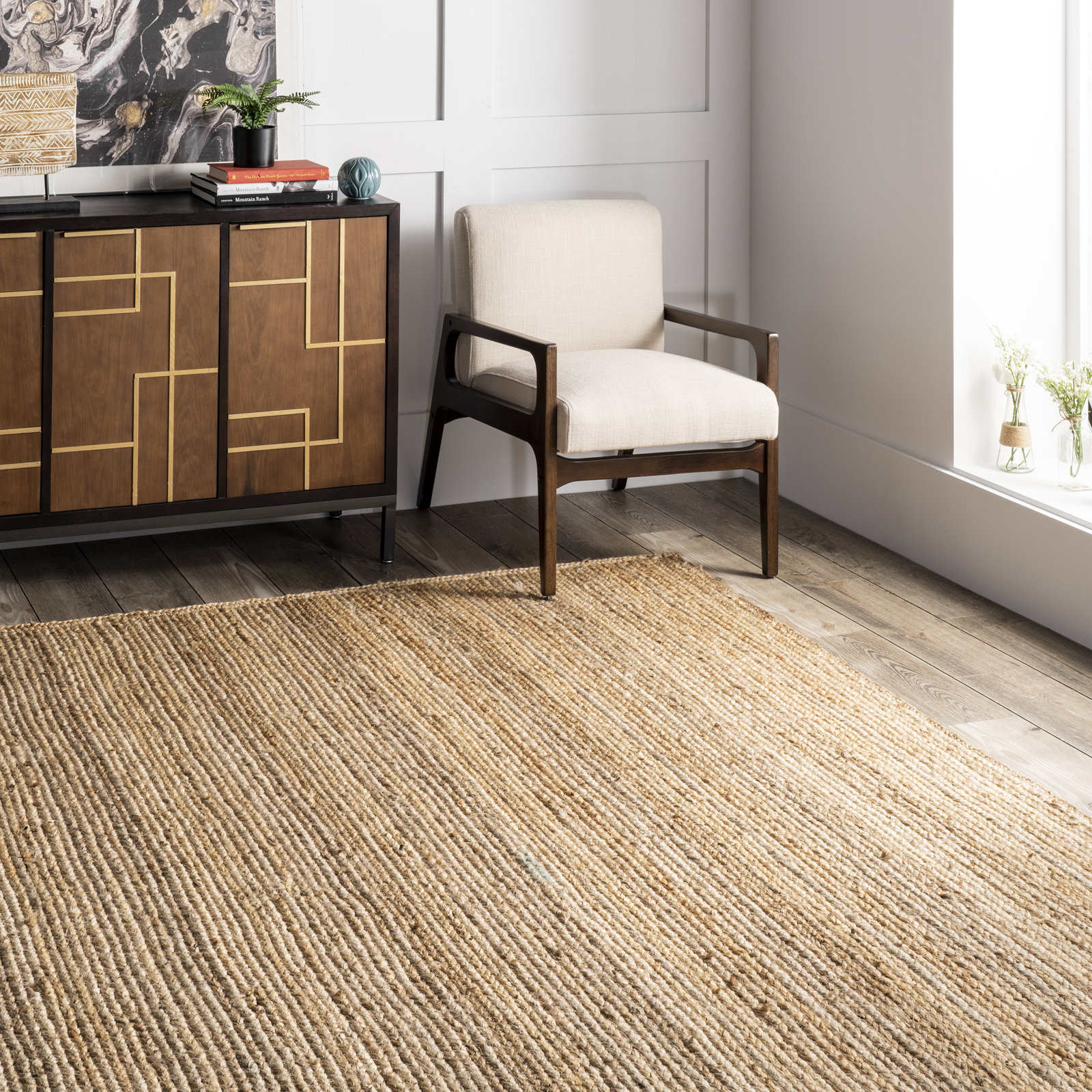 Natural Jute Area Rug, Rectangle 3' x 5'
