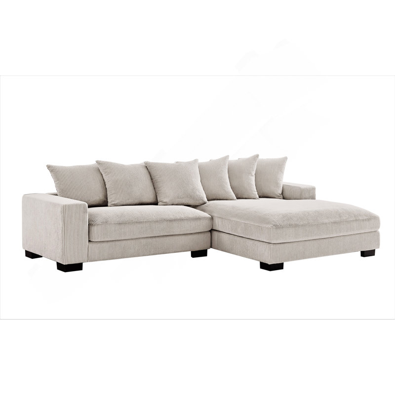 Canapé modulaire surdimensionné deux pièces faisant face à la droite pour le salon Luxe, canapé en L de 102,4 po avec méridienne, revêtu de velours côtelé