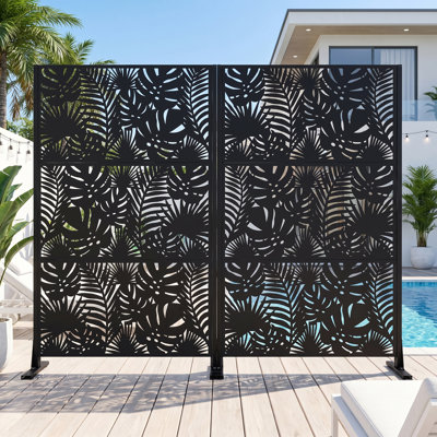 Ensemble de 2 écrans d'intimité en métal - écrans d'intimité extérieurs autoportants avec clôture décorative Block the Neighbours, diviseur de patio, balcon, terrasse de jardin (H 72 po x l 46 po)