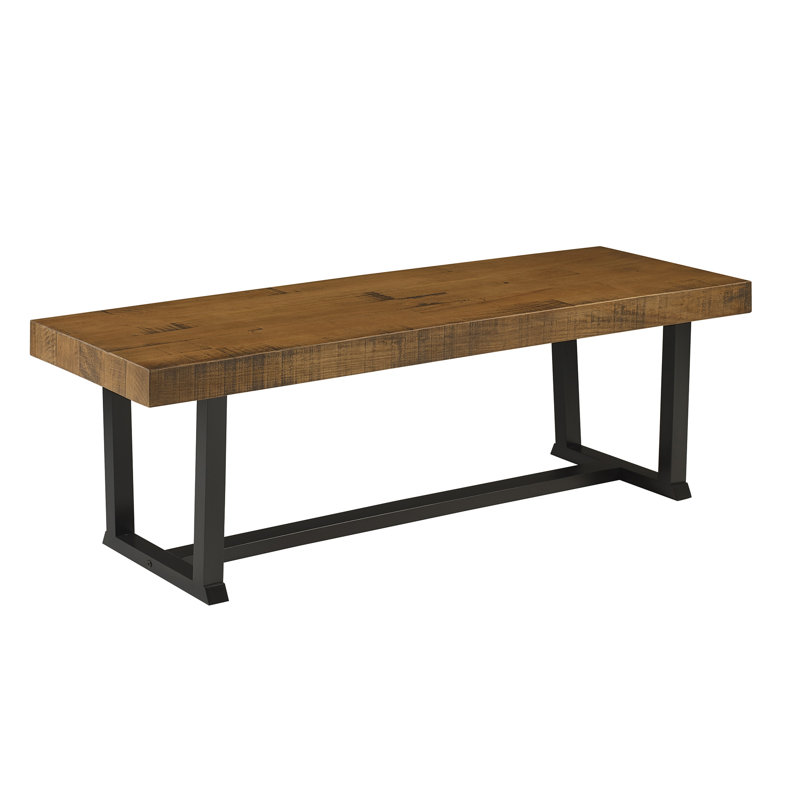 Amarapal Solid Wood Two Tone Bench, Rustic Oak