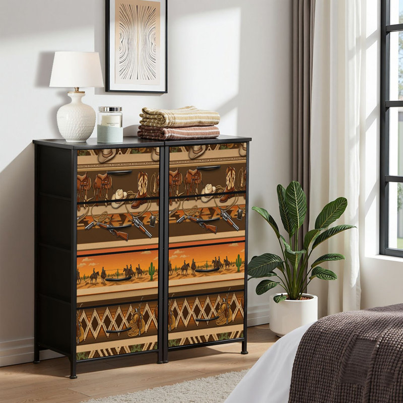 4 Drawer Dresser for Bedroom, Narrow Chest of Drawers, Wooden Top and Study Iron Frame 18"x37.5"-(WxH)