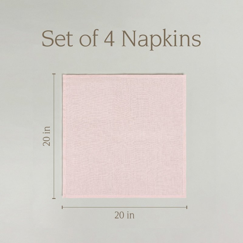 over&back 100% Linen Napkins, Pink