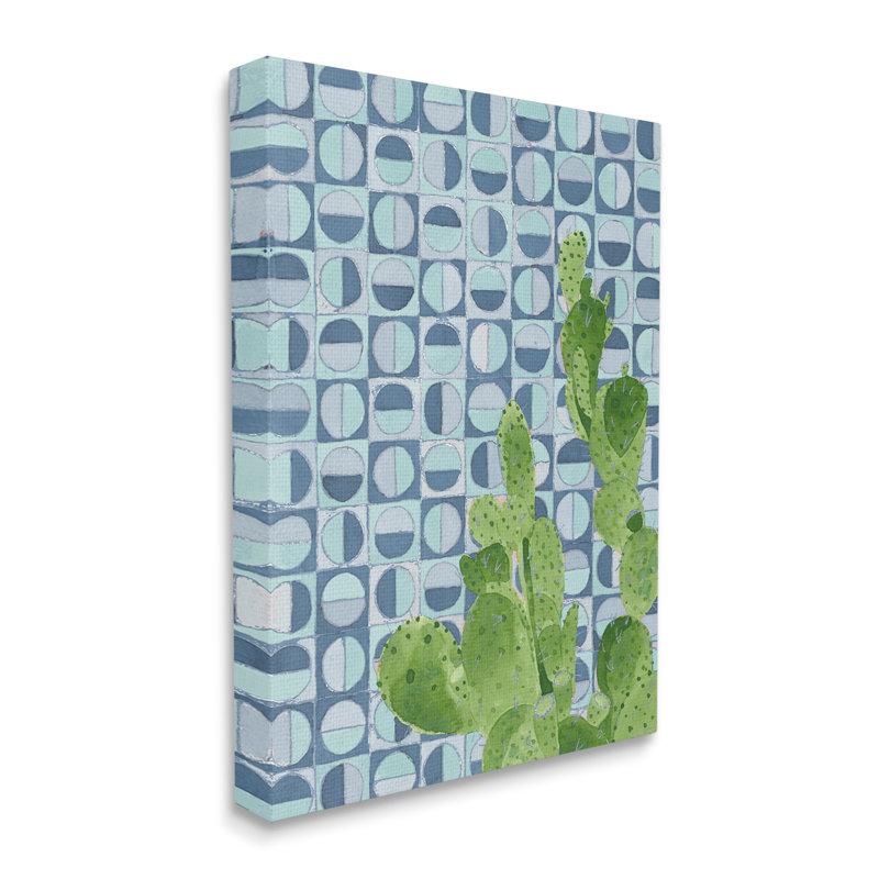 Paire de cactus ronds, H 30 po x l 24 po x P 1,5 po, Toile tendue