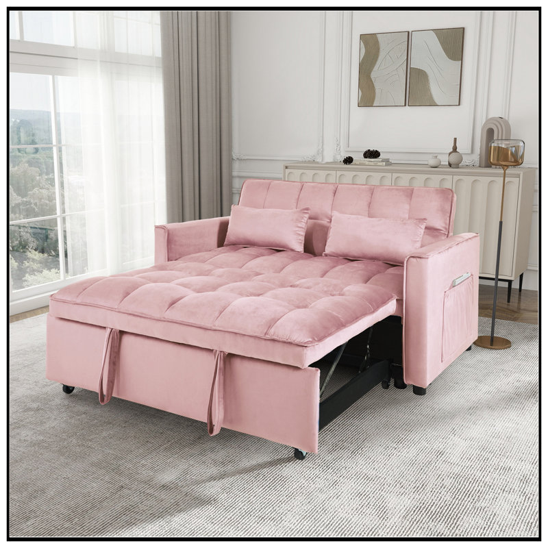 Convertible Sofa Bed, 3-In-1 Pull Out Couch With Reclining Backrest And Pillows For Living Room Or Office