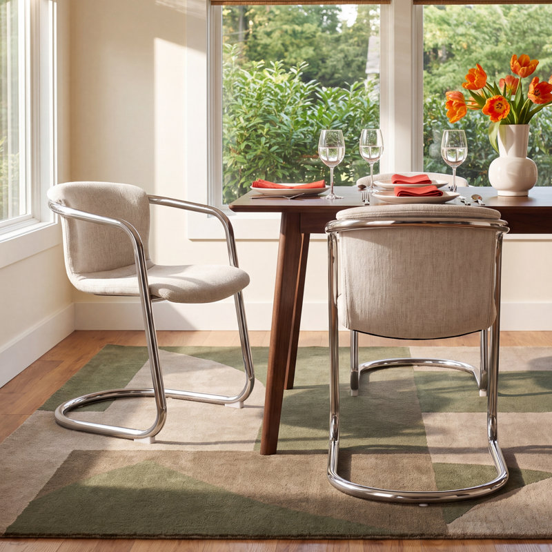 Higbee Upholstered Dining Chair with Chrome Frame