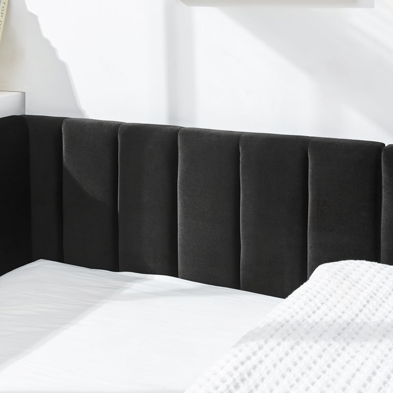 Full Size Upholstered Tufted Bed Frame, Black
