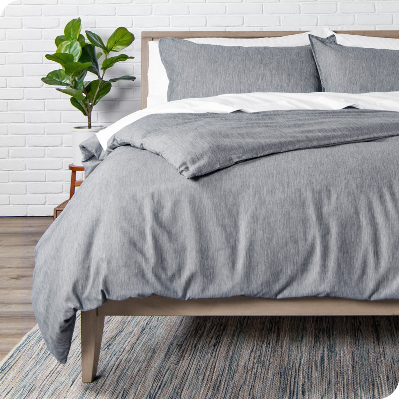 Premium Microfiber Duvet Cover and Sham Set, Twin/Twin XL Duvet Cover + 1 Standard Shams, Heather Charcoal