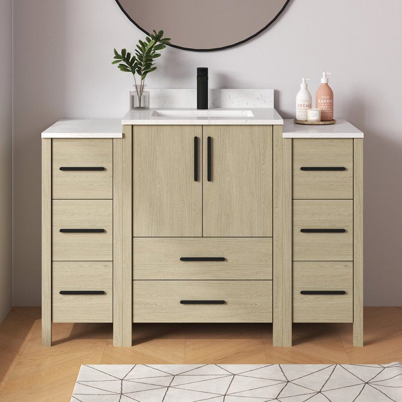 108'' Fully Assembled Freestanding Double Bathroom Vanity Sets With Engineered Marble Top and Backsplash, 108"