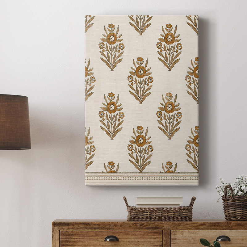BlockPrintBloomsII - Cavas de galerie sur mesure, H 36 po x l 24 po