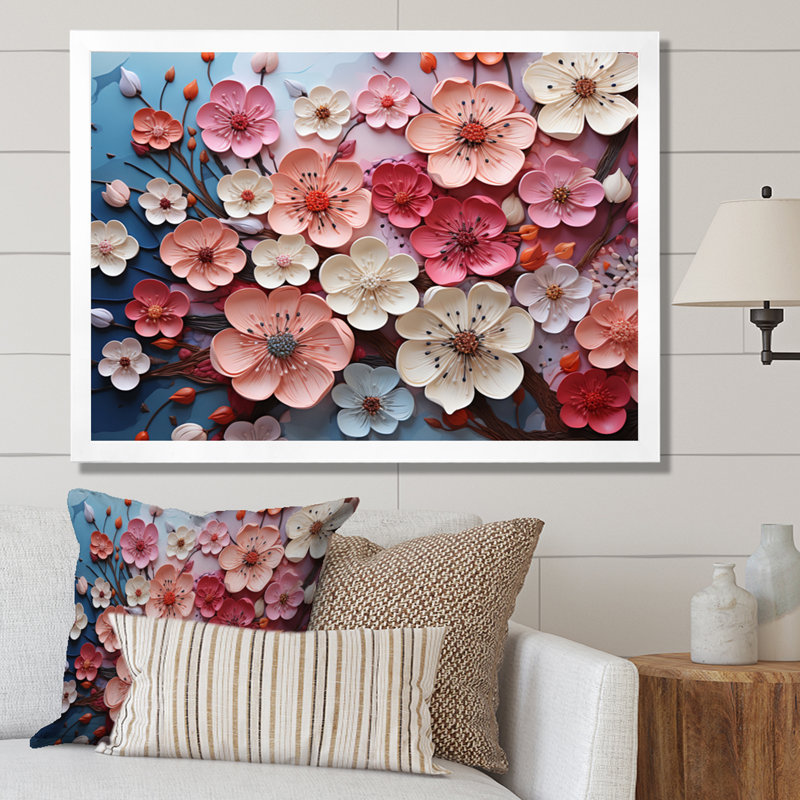 «Apple Blossom Harmony I», reproduction d'art sur toile, Cadre photo blanc, H 24 po x l 32 po x P 1 po