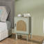 HOMCOM Rattan Bedside Table Adjustable Shelf, Solid Wood Legs, Light Green-364754898