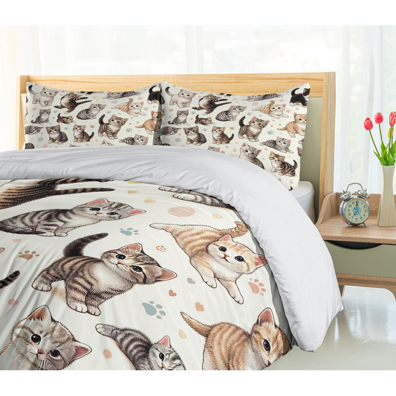 Cat Duvet Cover, California King Duvet Cover + 2 Standard Shams