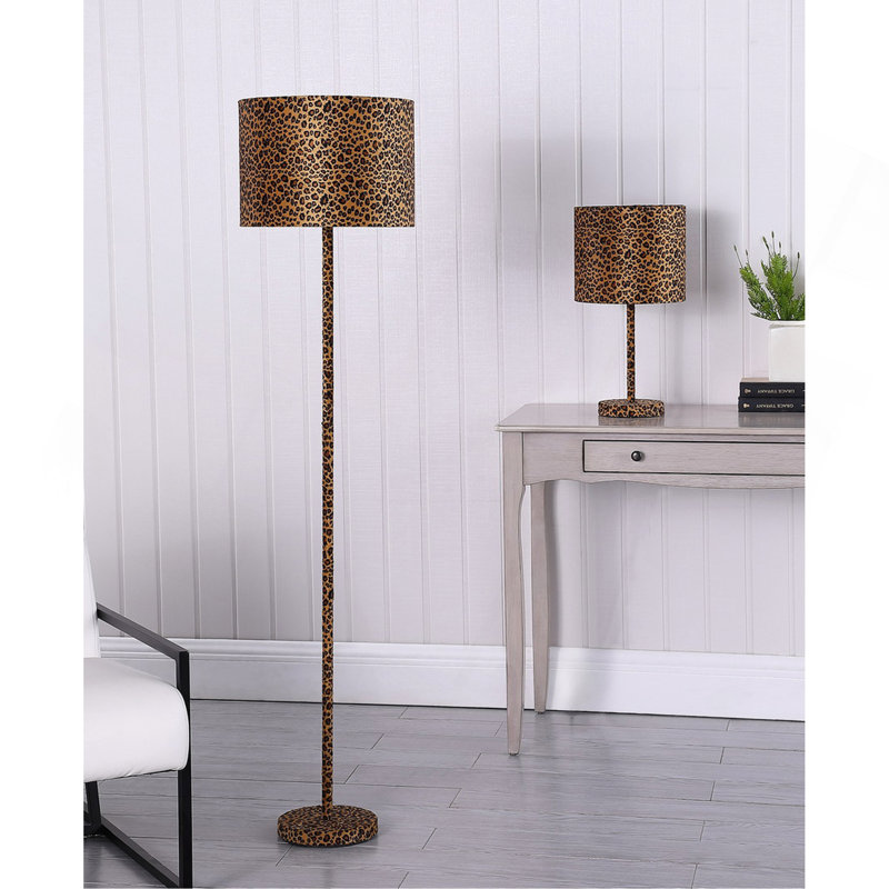 Lampe de table 19,25 po en faux suède à imprimé léopard