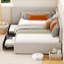 Lit de jour simple rembourré doux avec tiroirs de rangement - cadre de lit d'angle, tête de lit allongée, rails de lit, canapé-lit moderne, assemblage facile - parfait pour la chambre à coucher, salon - gris clair