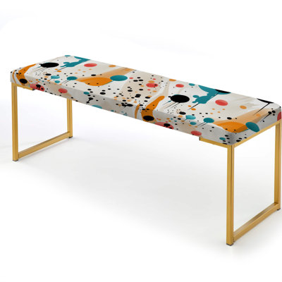 Midcentury Upholstered Gold Bench