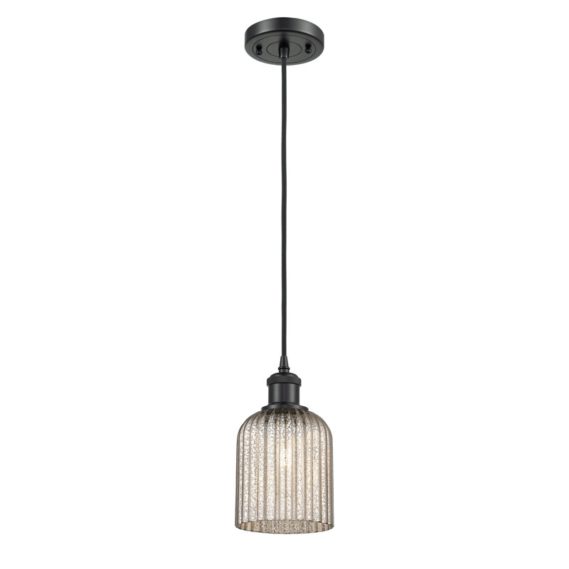 Luminaire suspendu 1 lumière Aalina, Noir mat, Granuleux