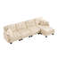 Canapé en forme de L en chenille avec 4 coussins, repose-pieds mobile et garniture capitonnée matelassée de conception ergonomique, canapé à assise profonde facile à assembler pour le salon, le bureau, un appartement, beige crème-133931563-133931571