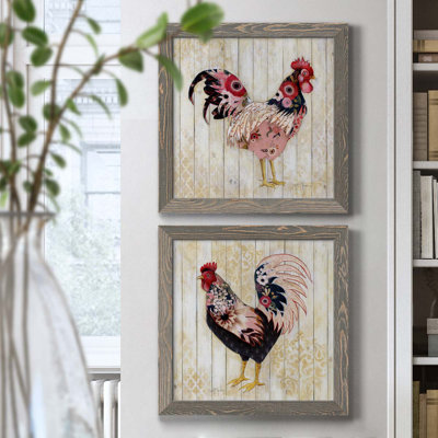 Pecking l'ordre I - ensemble de 2 peintures sur toile encadrées
