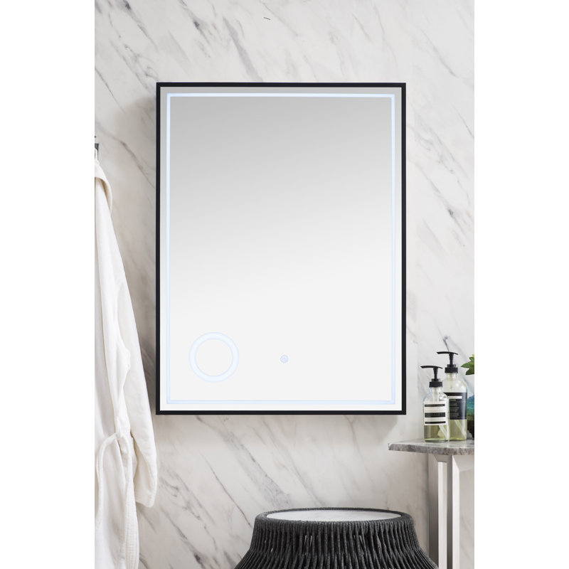 Tampa Flat Kiln Dried Hardwood Wall Mirror, 31.5" H x 23.63" W, Glossy White