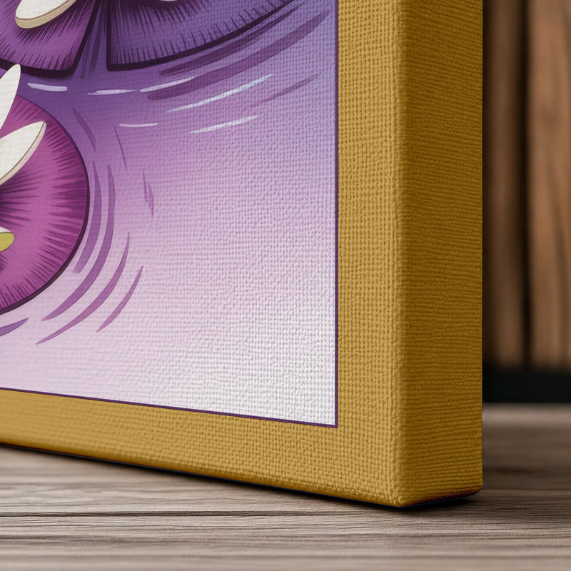 Floating Water Lilies Botanical - Wrapped Canvas, 36x24 - 91.4 x 61.0 cm, Ochre Border