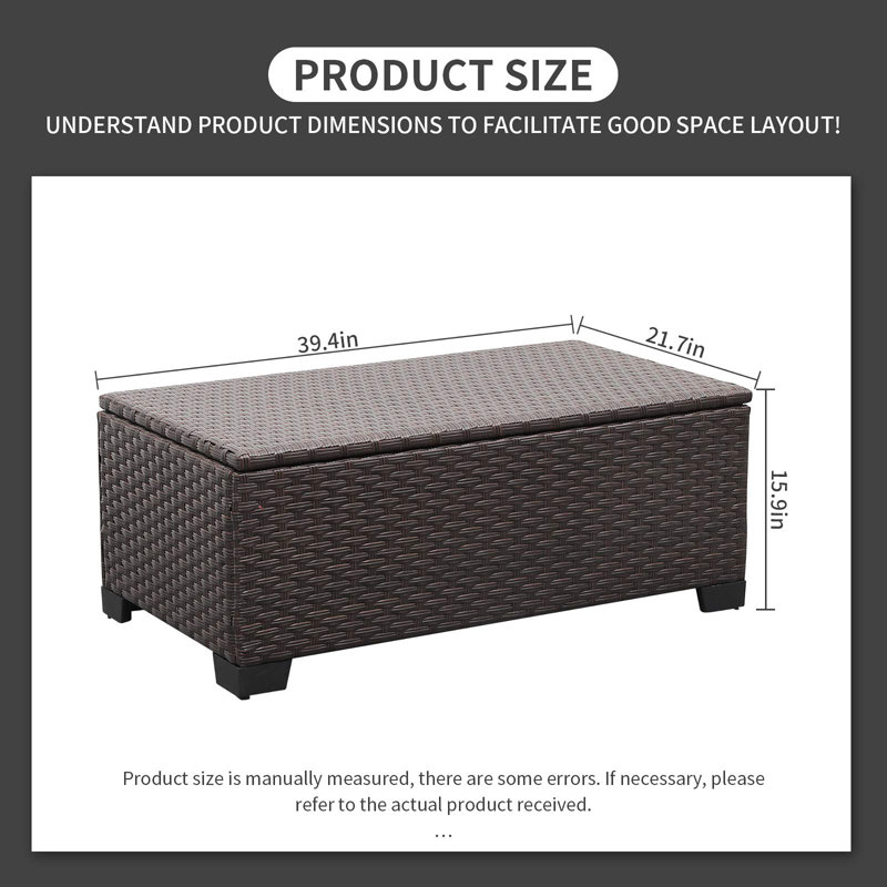 Patio Coffee Table All-Weather Wicker Side Table with Waterproof Cover, Brown