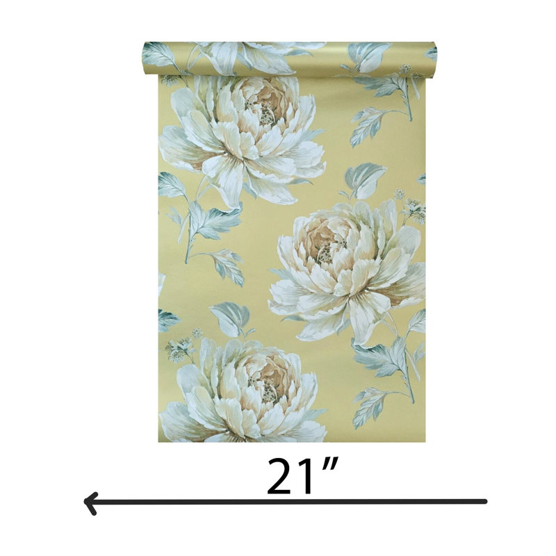 Papier peint doré avec fleurs blanches et pivoines