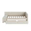 Lit plateforme tapissier luxueux simple beige avec tiroirs de rangement en velours et pièce latérale attrayante et fonctionnelle-264264397