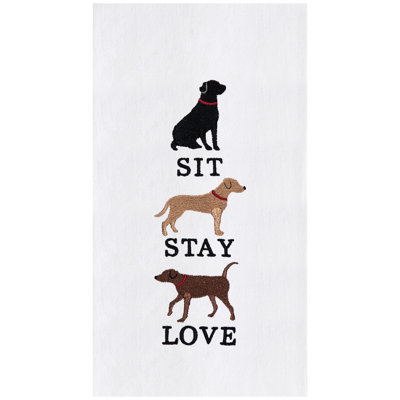 Sit Stay Love Dog Kitchen and Bathroom Embroidered Hand Towel