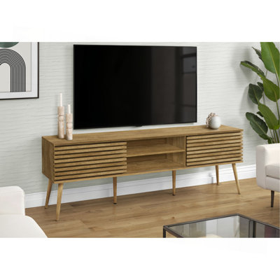 Meuble télé, 72 po, meuble multimédia, meuble de rangement, console, tablettes de rangement, chambre à coucher, salon, stratifié noyer, contemporain, moderne