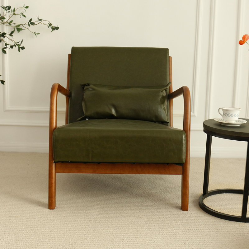 Ihar Faux Leather Accent Chair, Green Faux Leather