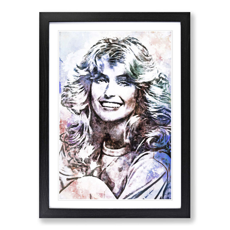 Farrah Fawcett - Picture Frame Painting Print, 76cm H x 50cm W x 2cm D, Black