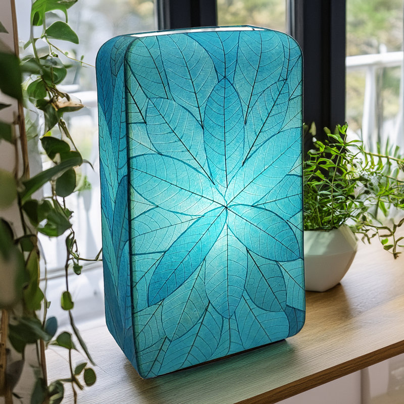 Rebersburg Cocoa Leaves Novelty Lamp, Sea Blue