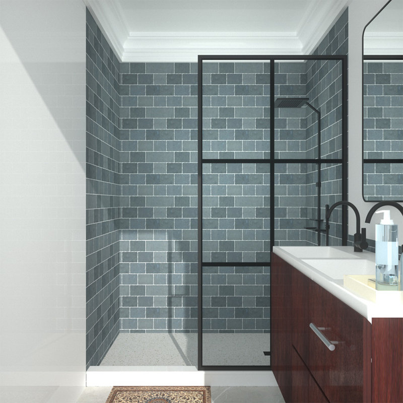 72" H x 34" W Fixed Framed Shower Screen with 5/16" Clear Glass