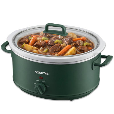 Gourmia 7 Qt Slow Cooker, 3 Heat Settings, Removable Ceramic Pot, Green