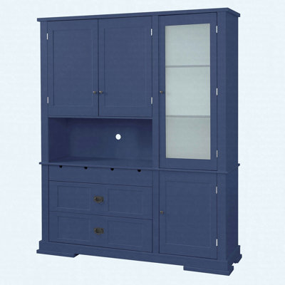 Traditional Freestanding Buffet With Hutch, Large Pantry Storage Cabinet With Drawers And Adjustable Shelves