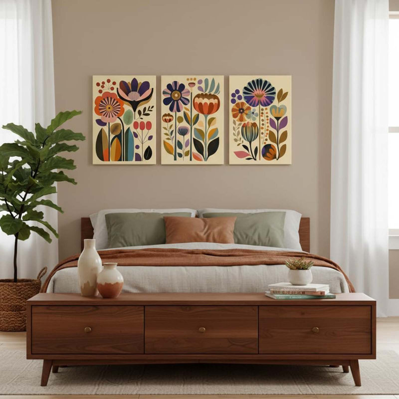 3 Piece Wrapped Canvas Print, 40cm H x 90cm W
