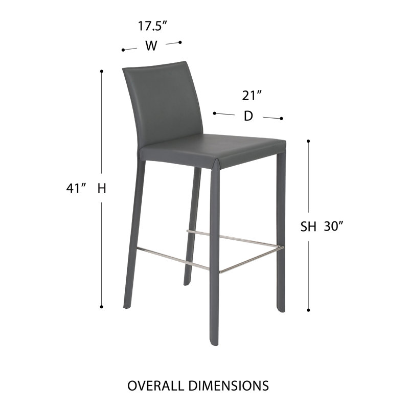 Gilson Upholstered Counter Stool, Gray Faux Leather, Bar Stool (30" Seat Height)