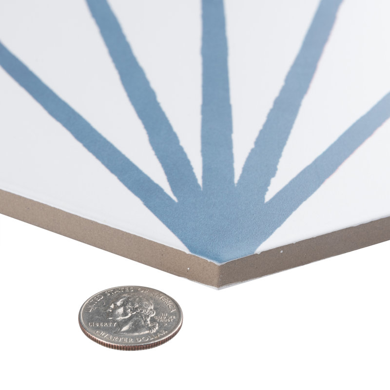 Horizon 7-3/4" x 9" Porcelain Wall & Floor Tile, White/Blue