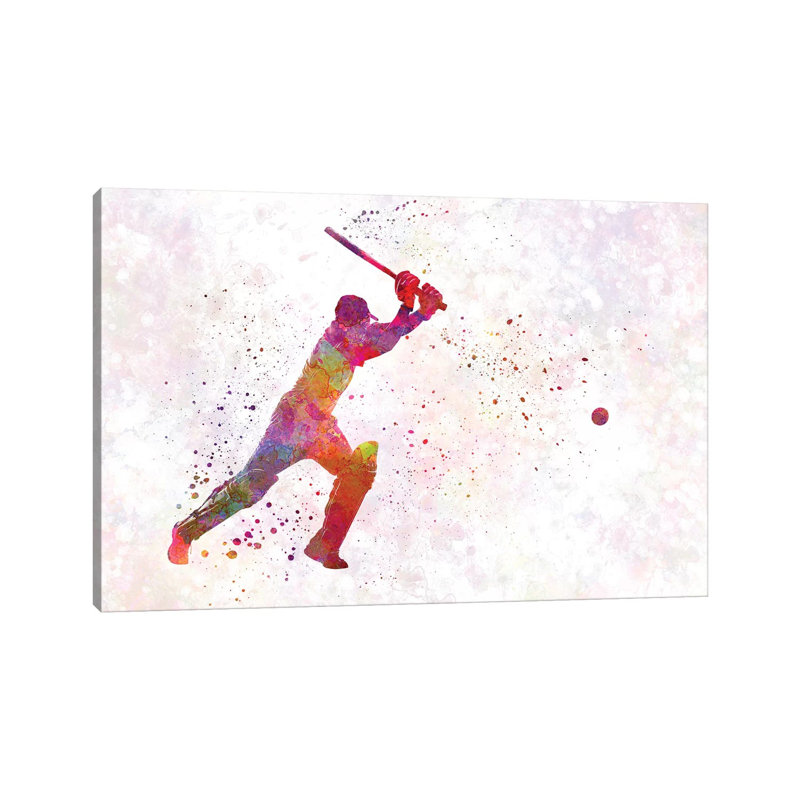 Cricket Player Batsman Silhouette IV by Paul Rommer - Wrapped Canvas Print, 101.6 cm H x 66.04 cm W