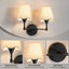 Éclairage de salle de bain à intensité variable 2 lumières 16 "avec abat-jour en lin-129914345-133144549-133144553