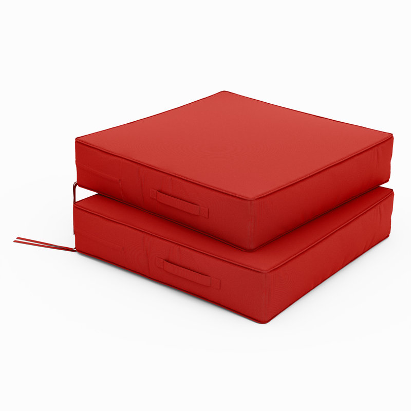 Coussins de siège d'extérieur (ensemble de 2), Rouge, L 24 po x P 24 po, 5 pouces