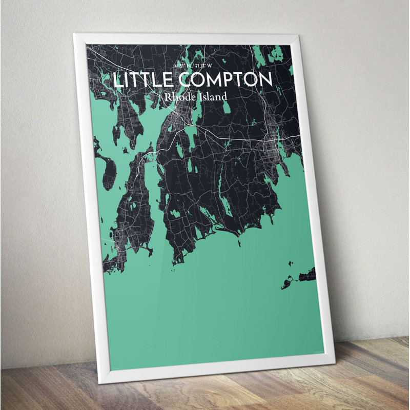 « little compton city map », reproduction d’impression sur affiche en rêve, H 17 po x l 11 po x P 0,05 po