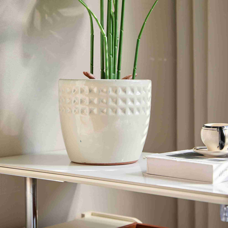 High quality ceramic flowerpot, Ancient White