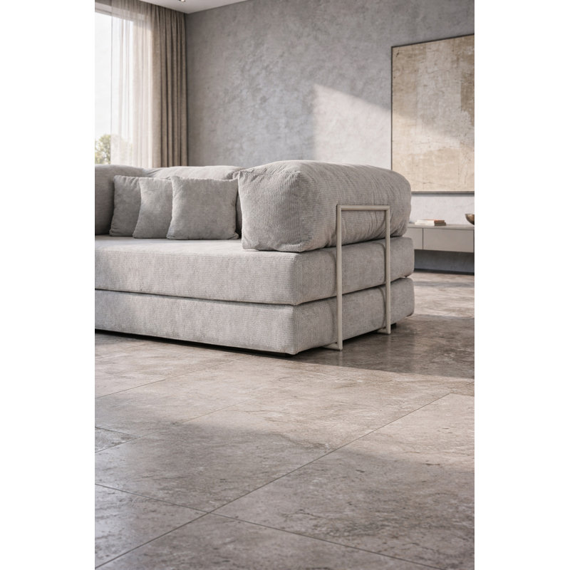 Canapé modulaire en velours gris, Gris