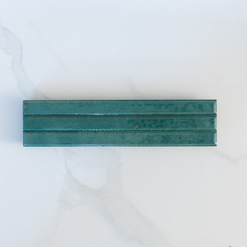Lucca 2.5" x 9.5" Italian 3D Porcelain Subway Tile, Turquoise