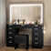 Cristella 11- Drawer Black Dressing Table with Mirror, Modern Makeup Vanity Table 
