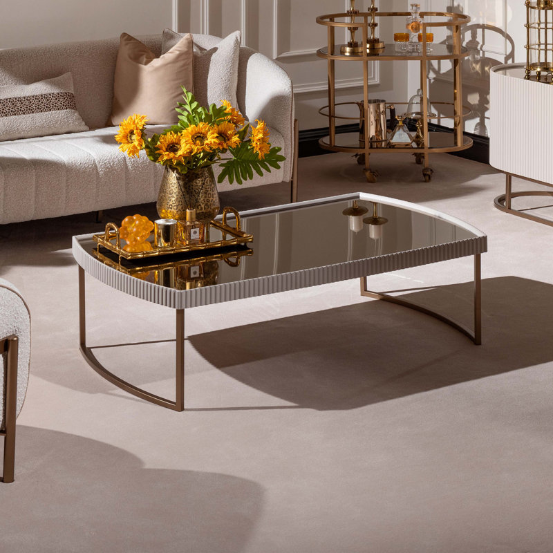 Lisbon Cocktail Table - Silken Cream/Bronze