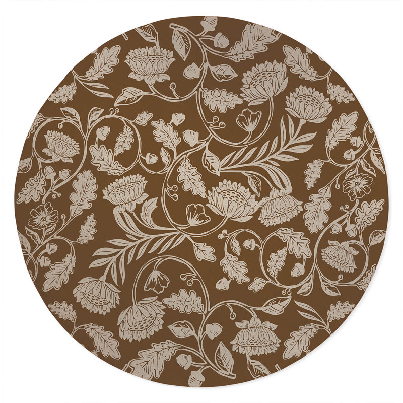 Autumn Vines Non Slip Outdoor Rug, Round 5'